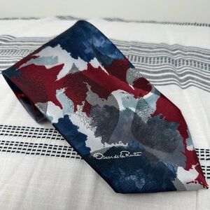 Oscar de la Renta Studio Abstract Red and Blue Tie